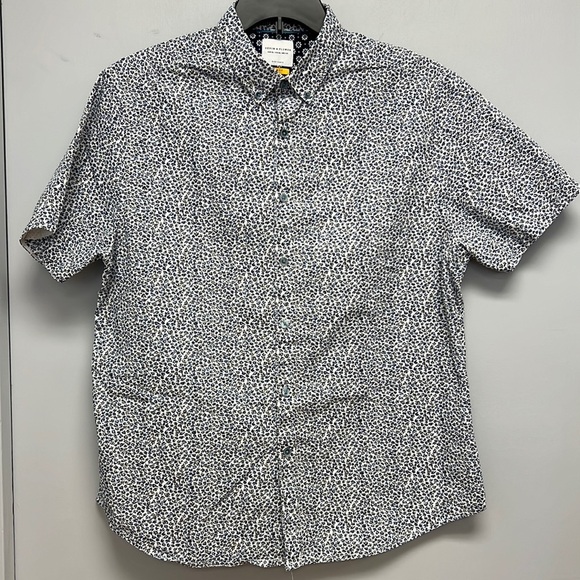 Denim & Flower Men’s Floral Print Slim Fit Short Sleeve Button Down Shirt - Picture 2 of 7